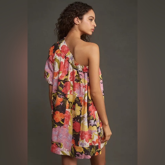 Mikiko Noritake x Anthropologie Women’s Multicolor Floral One Shoulder Dress Lp - Picture 1 of 9